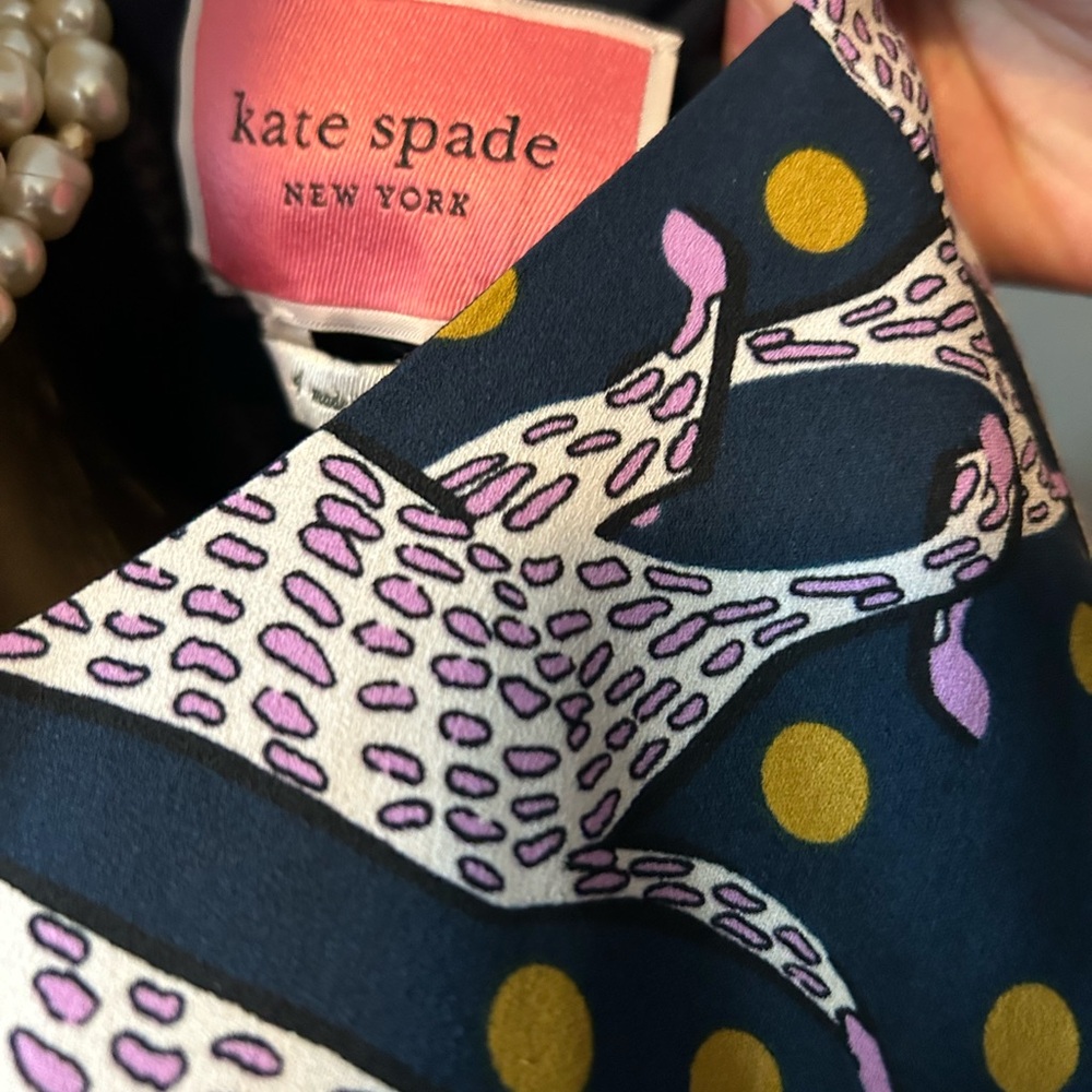 Rare Kate Spade Panther Polka Dot Printed Wide Leg Designer Jumpsuit Size 4 - Picture 10 of 11